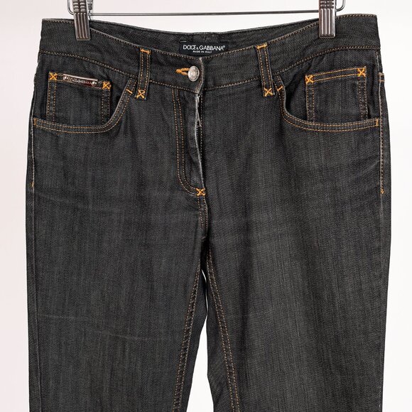 Dolce & Gabbana Charcoal Straight-Leg Logo Plaque Jeans - Picture 3 of 13